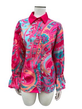 Vibrant Fuchsia Paisley Button-Down Shirt